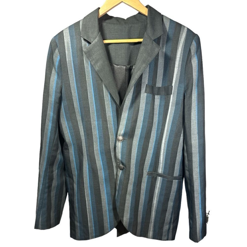 ELMER AVE Men's Striped Single-Breasted Blazer Jacket Blue/Gray Size Large